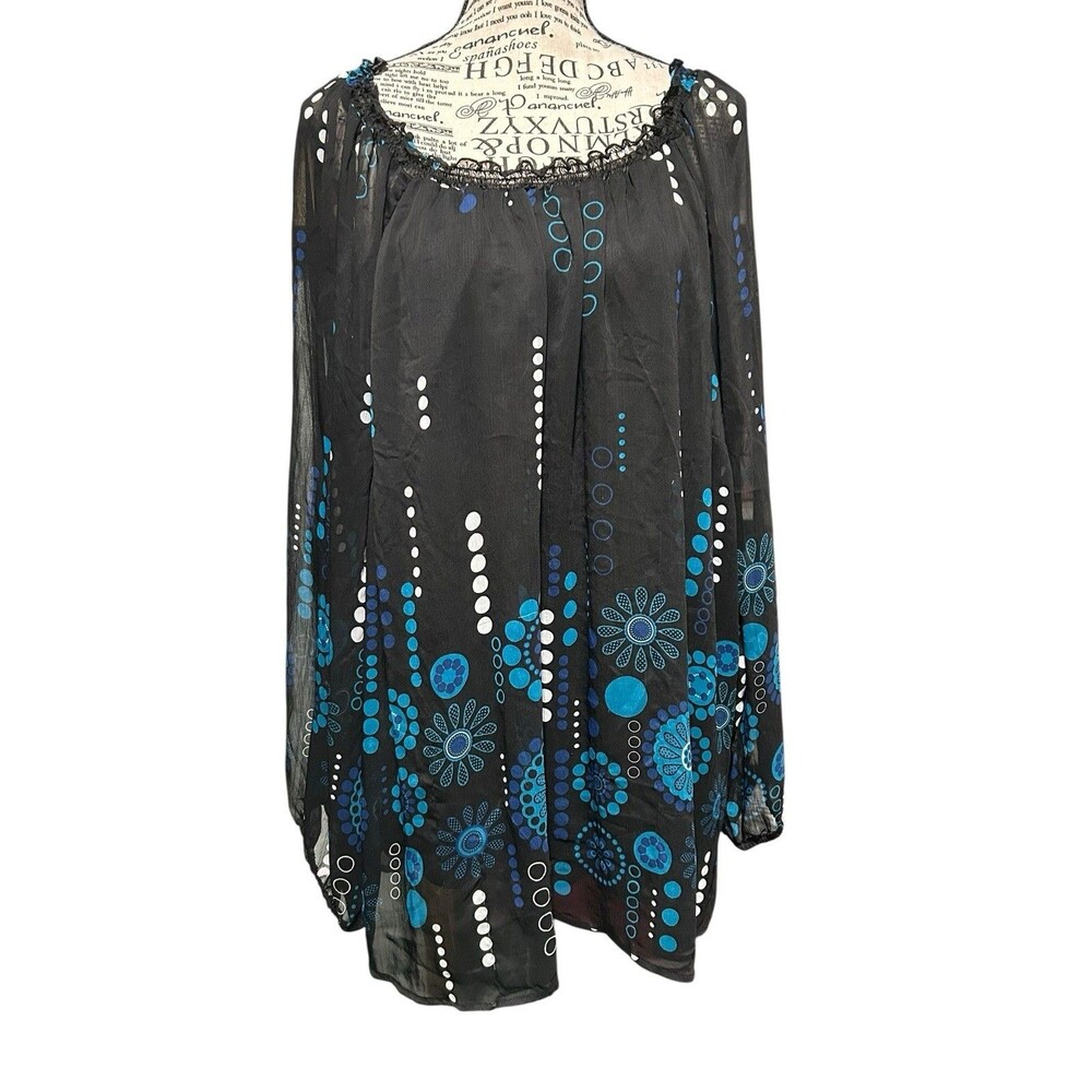 Officecore Tunic Women’s Plus 22-24 Long Sheer Sleeves Cami Inlay Whimsigoth